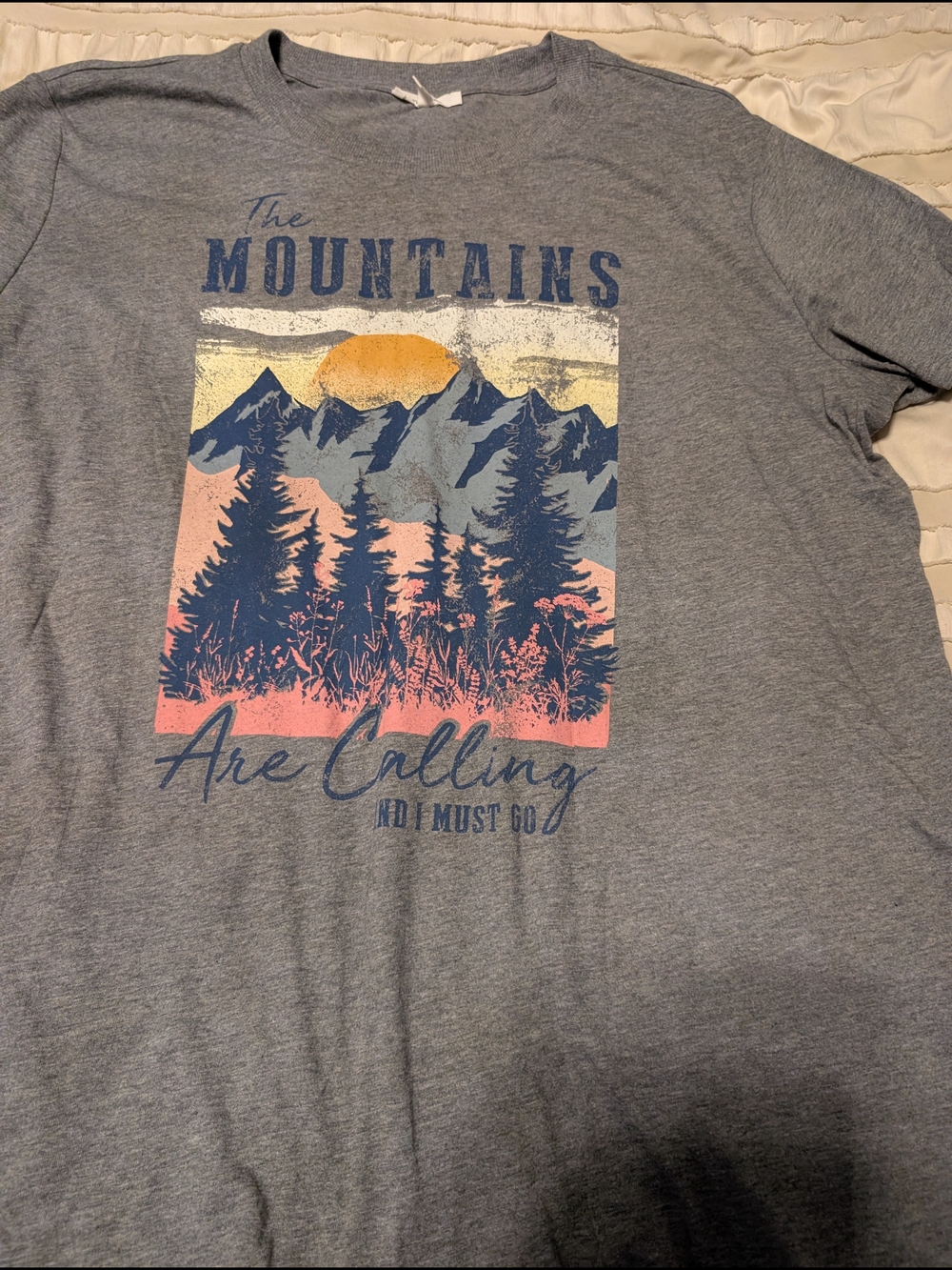 Maurices Gray Graphic Mountains Tee with Sunrise Print
